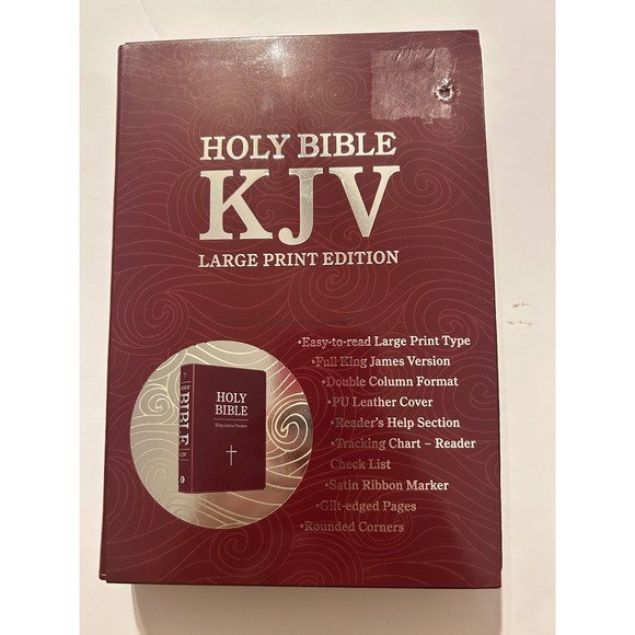 Scandinavia Publishing House Other - KJV Holy Bible Large Print Edition Burgundy PU Leather Silver Gilt